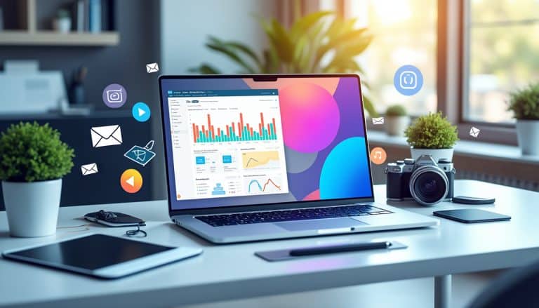 Solutions marketing tout-en-un email réseaux sociaux création contenu